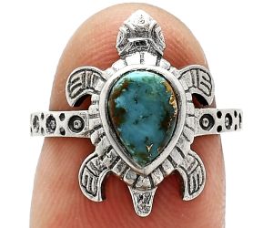 Tortoise - Kingman Copper Teal Turquoise Ring size-6 SDR243363 R-1076, 6x8 mm