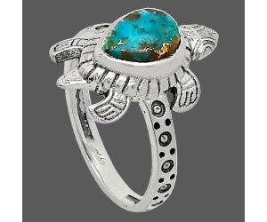 Tortoise - Kingman Copper Teal Turquoise Ring size-6 SDR243363 R-1076, 6x8 mm