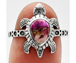 Tortoise - Kingman Pink Dahlia Turquoise Ring size-7 SDR243364 R-1076, 6x8 mm