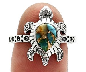 Tortoise - Kingman Copper Teal Turquoise Ring size-8 SDR243366 R-1076, 6x8 mm