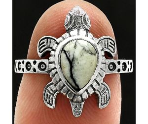 Tortoise - Authentic White Buffalo Turquoise Nevada Ring size-7 SDR243368 R-1076, 6x8 mm