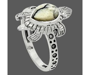 Tortoise - Authentic White Buffalo Turquoise Nevada Ring size-7 SDR243368 R-1076, 6x8 mm