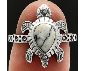 Tortoise - Authentic White Buffalo Turquoise Nevada Ring size-7 SDR243369 R-1076, 6x8 mm