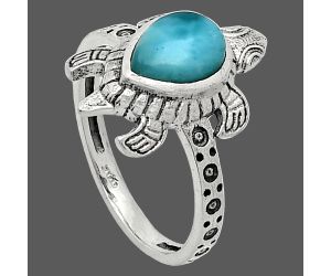 Tortoise - Larimar (Dominican Republic) Ring size-7.5 SDR243372 R-1076, 6x8 mm