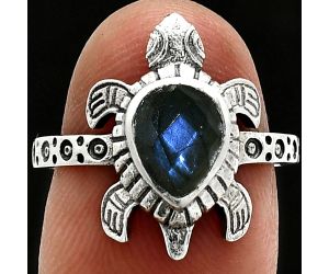 Tortoise - Blue Labradorite Checker Ring size-7 SDR243376 R-1076, 6x8 mm