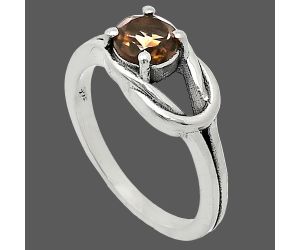 Smoky Quartz Ring size-7 SDR243391 R-1215, 6x6 mm