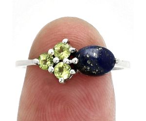 Lapis Lazuli and Peridot Ring size-7.5 SDR243397 R-1250, 7x5 mm