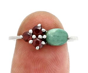 Natural Rare Turquoise Nevada Aztec Mt and Garnet Ring size-8 SDR243399 R-1250, 7x5 mm