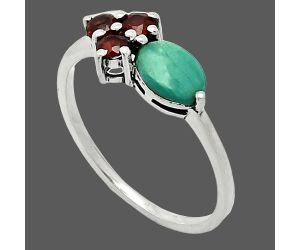 Natural Rare Turquoise Nevada Aztec Mt and Garnet Ring size-8 SDR243399 R-1250, 7x5 mm