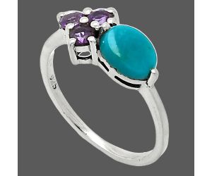 Natural Rare Turquoise Nevada Aztec Mt and Amethyst Ring size-6 SDR243404 R-1250, 7x5 mm