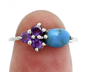 Sleeping Beauty Turquoise and Amethyst Ring size-6 SDR243406 R-1250, 7x5 mm