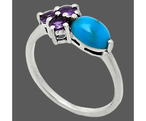 Sleeping Beauty Turquoise and Amethyst Ring size-6 SDR243406 R-1250, 7x5 mm