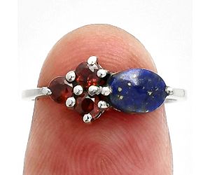 Lapis Lazuli and Garnet Ring size-6 SDR243409 R-1250, 7x5 mm