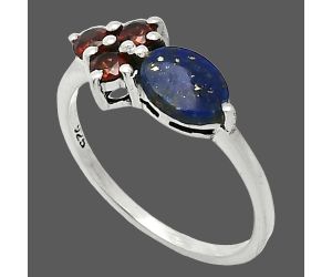 Lapis Lazuli and Garnet Ring size-6 SDR243409 R-1250, 7x5 mm