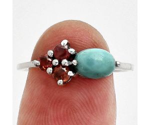 Natural Rare Turquoise Nevada Aztec Mt and Garnet Ring size-8.5 SDR243410 R-1250, 7x5 mm