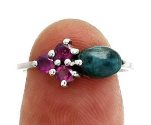 Azurite Chrysocolla and Garnet Ring size-7 SDR243411 R-1250, 7x5 mm