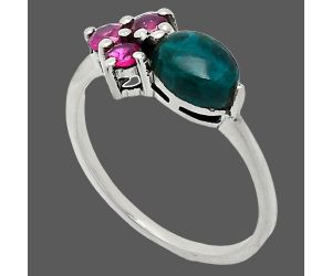 Azurite Chrysocolla and Garnet Ring size-7 SDR243411 R-1250, 7x5 mm