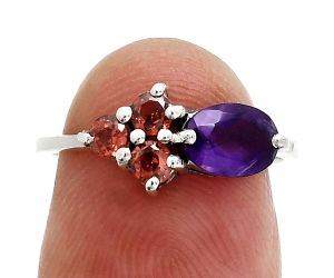 African Amethyst and Garnet Ring size-6 SDR243421 R-1250, 7x5 mm