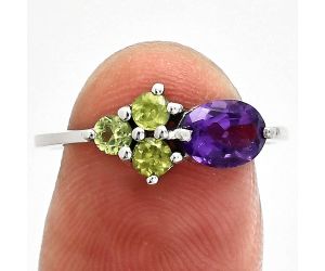 Amethyst and Peridot Ring size-7.5 SDR243422 R-1250, 7x5 mm