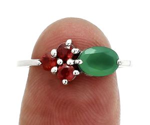 Green Onyx and Garnet Ring size-8 SDR243423 R-1250, 7x5 mm