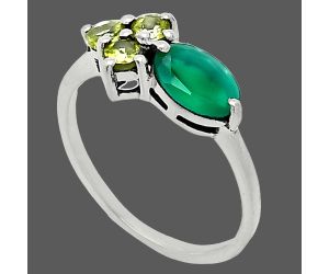 Green Onyx and Peridot Ring size-6 SDR243425 R-1250, 7x5 mm