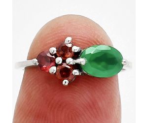 Green Onyx and Garnet Ring size-6 SDR243426 R-1250, 7x5 mm