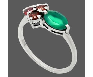 Green Onyx and Garnet Ring size-6 SDR243426 R-1250, 7x5 mm