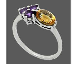 Citrine and Amethyst Ring size-7 SDR243428 R-1250, 7x5 mm