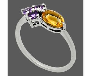 Citrine and Amethyst Ring size-7 SDR243429 R-1250, 7x5 mm