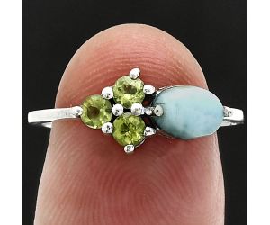 Larimar (Dominican Republic) and Peridot Ring size-7.5 SDR243436 R-1250, 7x5 mm