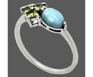 Larimar (Dominican Republic) and Peridot Ring size-7.5 SDR243436 R-1250, 7x5 mm