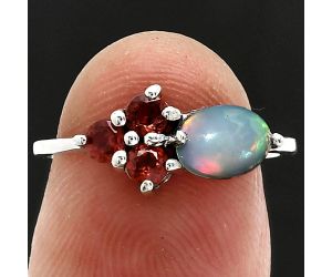 Ethiopian Opal and Garnet Ring size-6 SDR243438 R-1250, 7x5 mm