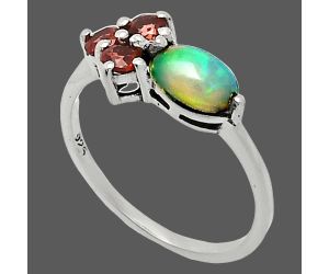 Ethiopian Opal and Garnet Ring size-6 SDR243438 R-1250, 7x5 mm