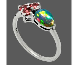 Ethiopian Opal and Garnet Ring size-6 SDR243439 R-1250, 7x5 mm