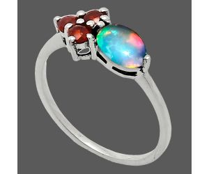 Ethiopian Opal and Garnet Ring size-8 SDR243440 R-1250, 7x5 mm