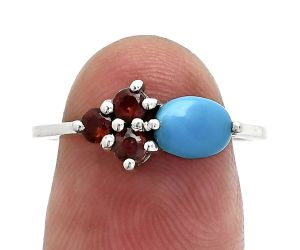 Sleeping Beauty Turquoise and Garnet Ring size-8 SDR243447 R-1250, 7x5 mm