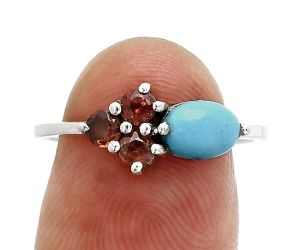 Sleeping Beauty Turquoise and Garnet Ring size-8 SDR243448 R-1250, 7x5 mm