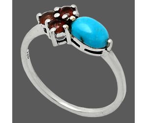 Sleeping Beauty Turquoise and Garnet Ring size-8 SDR243448 R-1250, 7x5 mm