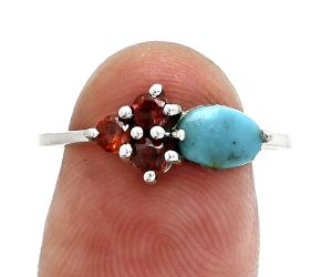 Natural Turquoise Morenci Mine and Garnet Ring size-8 SDR243449 R-1250, 7x5 mm