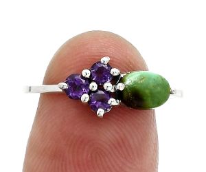 Natural Rare Turquoise Nevada Aztec Mt and Amethyst Ring size-8 SDR243450 R-1250, 7x5 mm