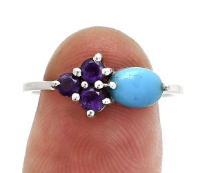 Sleeping Beauty Turquoise and Amethyst Ring size-8 SDR243451 R-1250, 7x5 mm