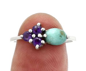 Natural Rare Turquoise Nevada Aztec Mt and Amethyst Ring size-8 SDR243454 R-1250, 7x5 mm