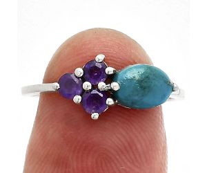 Azurite Chrysocolla and Amethyst Ring size-7.5 SDR243456 R-1250, 7x5 mm