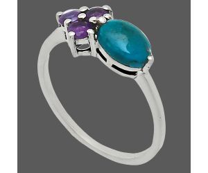 Azurite Chrysocolla and Amethyst Ring size-7.5 SDR243456 R-1250, 7x5 mm