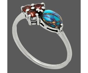 Kingman Purple Dahlia Turquoise and Garnet Ring size-8 SDR243458 R-1250, 7x5 mm