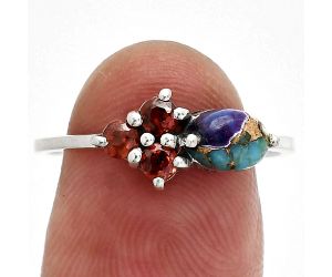 Multi Copper Turquoise and Garnet Ring size-8.5 SDR243462 R-1250, 7x5 mm