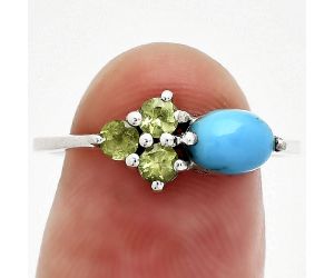 Sleeping Beauty Turquoise and Peridot Ring size-8 SDR243464 R-1250, 7x5 mm