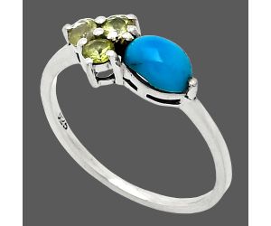 Sleeping Beauty Turquoise and Peridot Ring size-8 SDR243464 R-1250, 7x5 mm