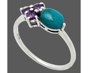 Azurite Chrysocolla and Amethyst Ring size-8 SDR243465 R-1250, 7x5 mm