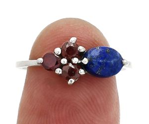 Lapis Lazuli and Garnet Ring size-7 SDR243467 R-1250, 7x5 mm